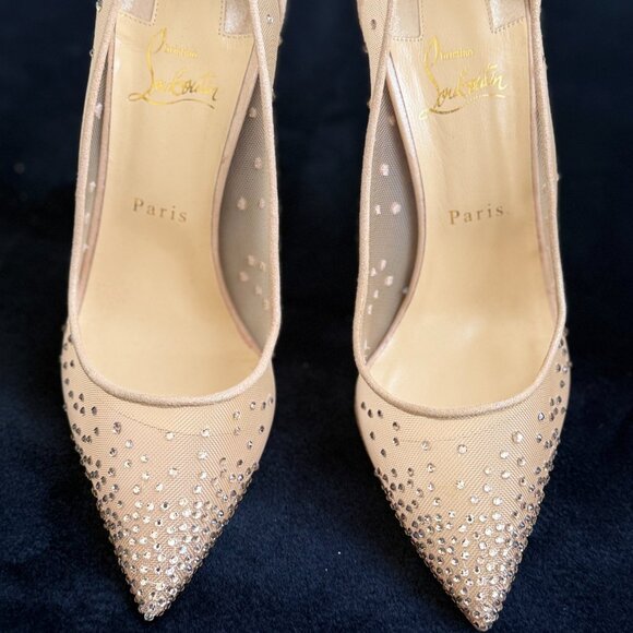 Christian Louboutin Follies 100MM Mesh Strass Pumps - Picture 2 of 6